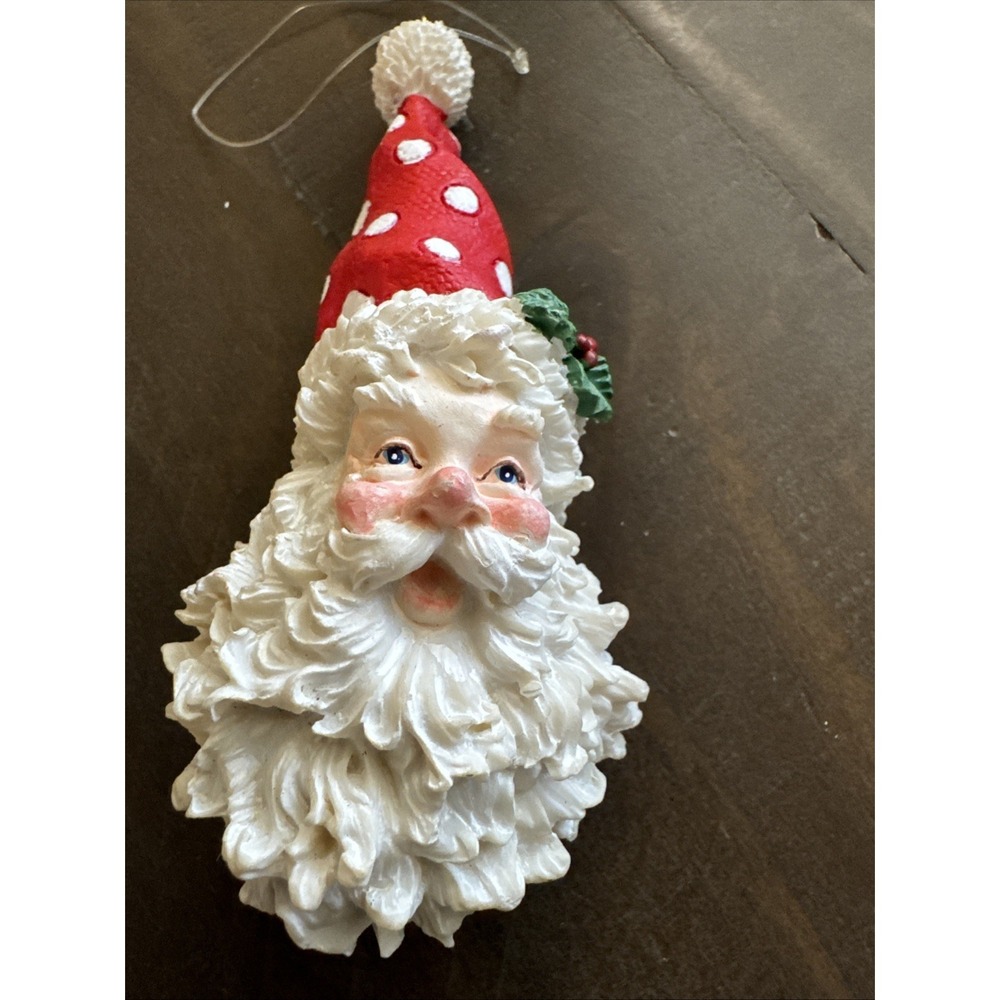 Vintage Christmas Ornament Dual Sided Santa Head Nostalgic 4"